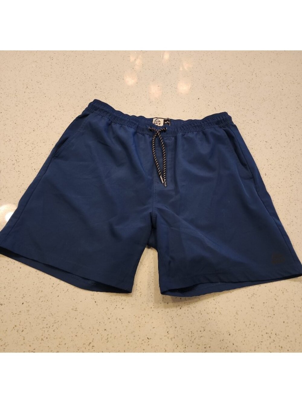Mens Blue Reef Pull On Blue Shorts Small Pockets Drawstring